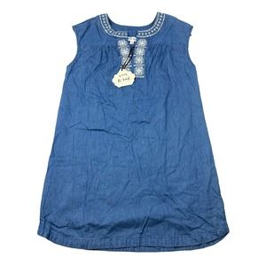 Knox Rose Size L Womens Sleeveless Chambray Embroidered Knee Length Dress NWT